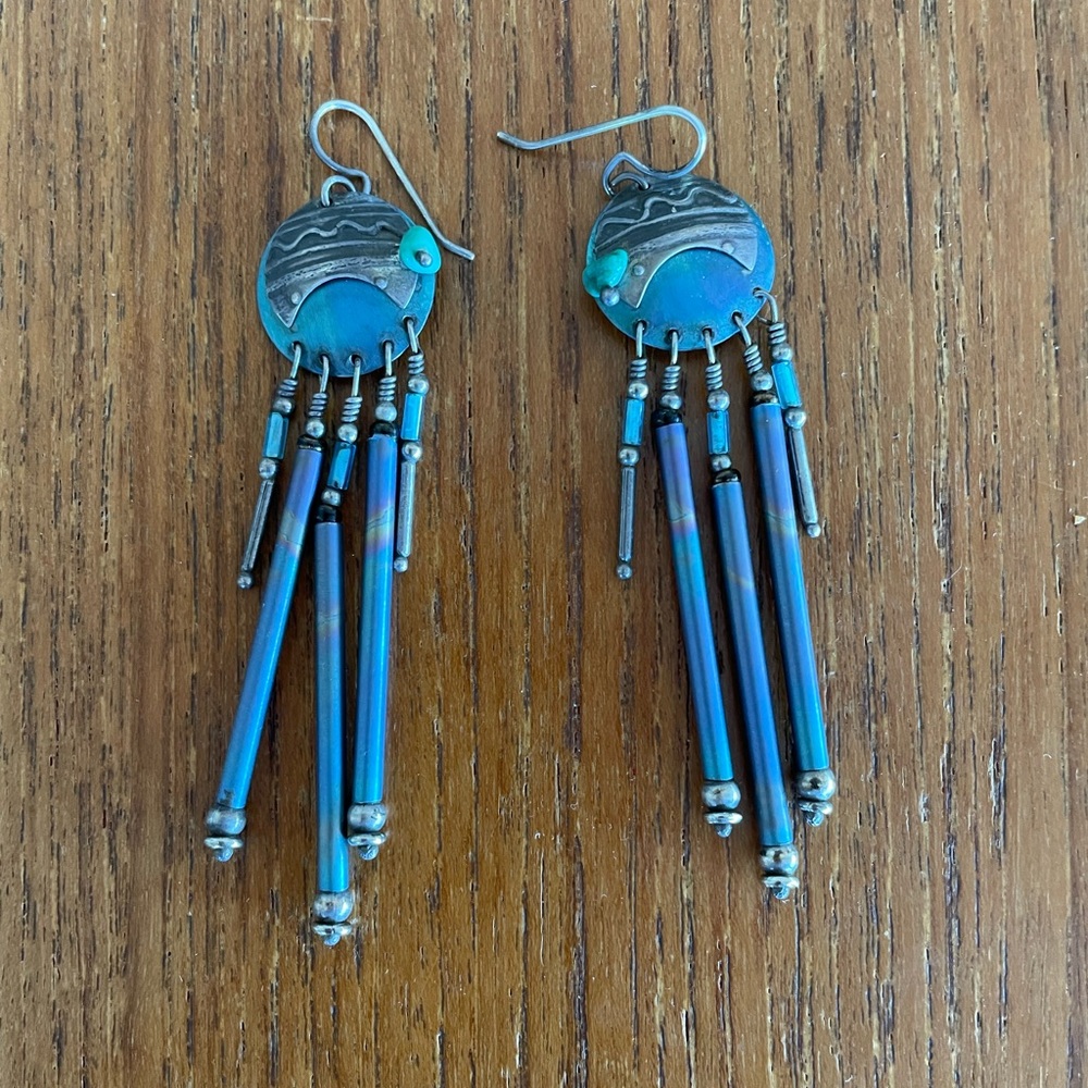 Tabra Niobium and Sterling Silver/Turquoise Earrings—Very Rare
